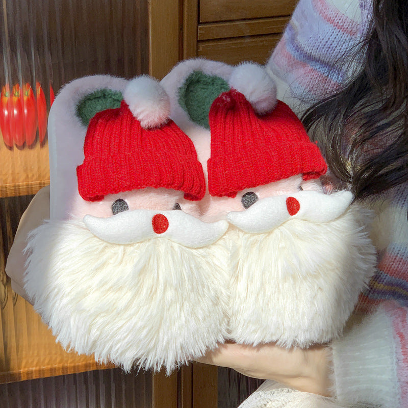 Cute Christmas Santa Claus Home Slippers - Winter Warm Indoor Non-slip