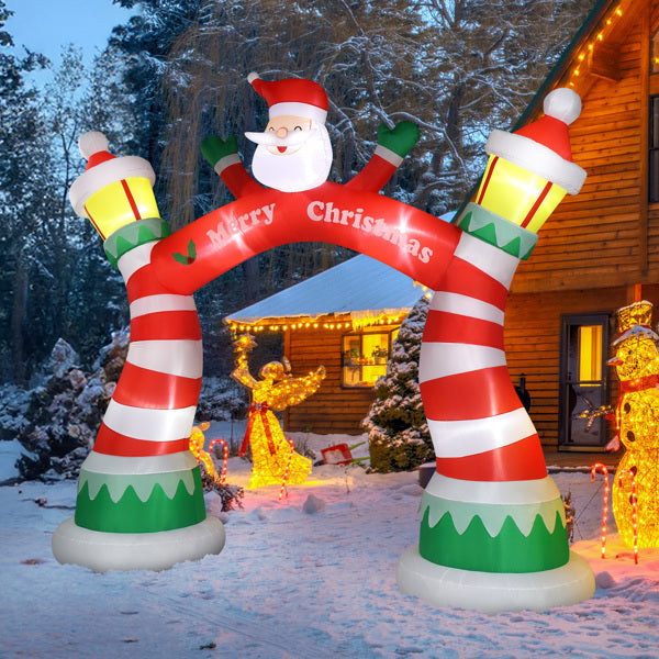 8.9ft Christmas Arch, 7 LED Lights, Drawstring Pockets, Christmas