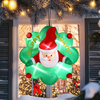 4ft Window Santa Claus Wreath, 5 LED Lights, Bundle Pocket Christmas