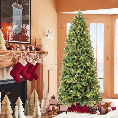 7.5FT Christmas Tree with 1599 Tips and 450 Warm White LED Lights –