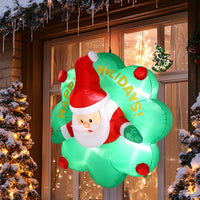 4ft Window Santa Claus Wreath, 5 LED Lights, Bundle Pocket Christmas